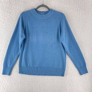 Judy Bond‎ Blue Long Sleeve Sweater Womens Zip Up Knit Stretch Size Medium